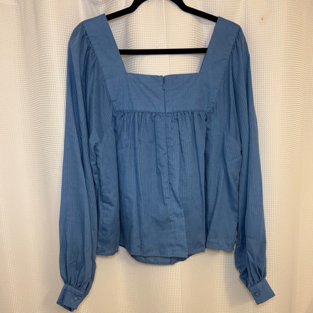Sweet Baby Jamie Blue Square Neck Lantern Sleeve Blouse 102008A01 XL - Picture 4 of 6
